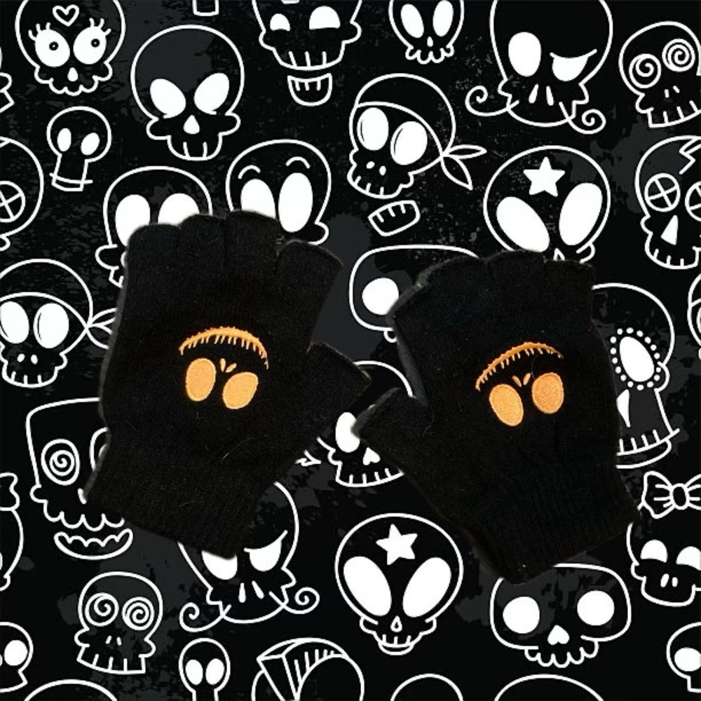 emo jack skellington fingerless gloves